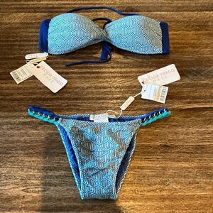 🎀NWT CECILIA PRADO MARE ANTHROPOLOGIE MEDIUM blue crochet bikini set